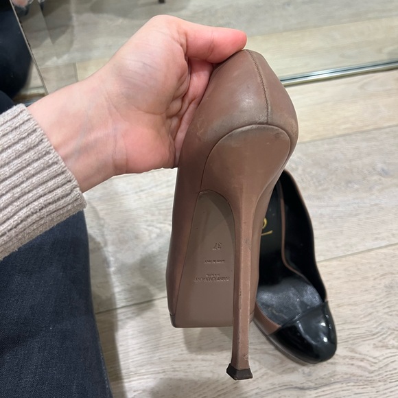 Saint Laurent Brown & Black Leather Tribtoo Platform Pumps Size 37 - Picture 4 of 11